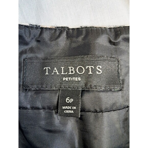 Talbots Skirt Women Sz 6P Houndstooth Plaid Pleated Wool Mix Black, White, Tan - Picture 7 of 8